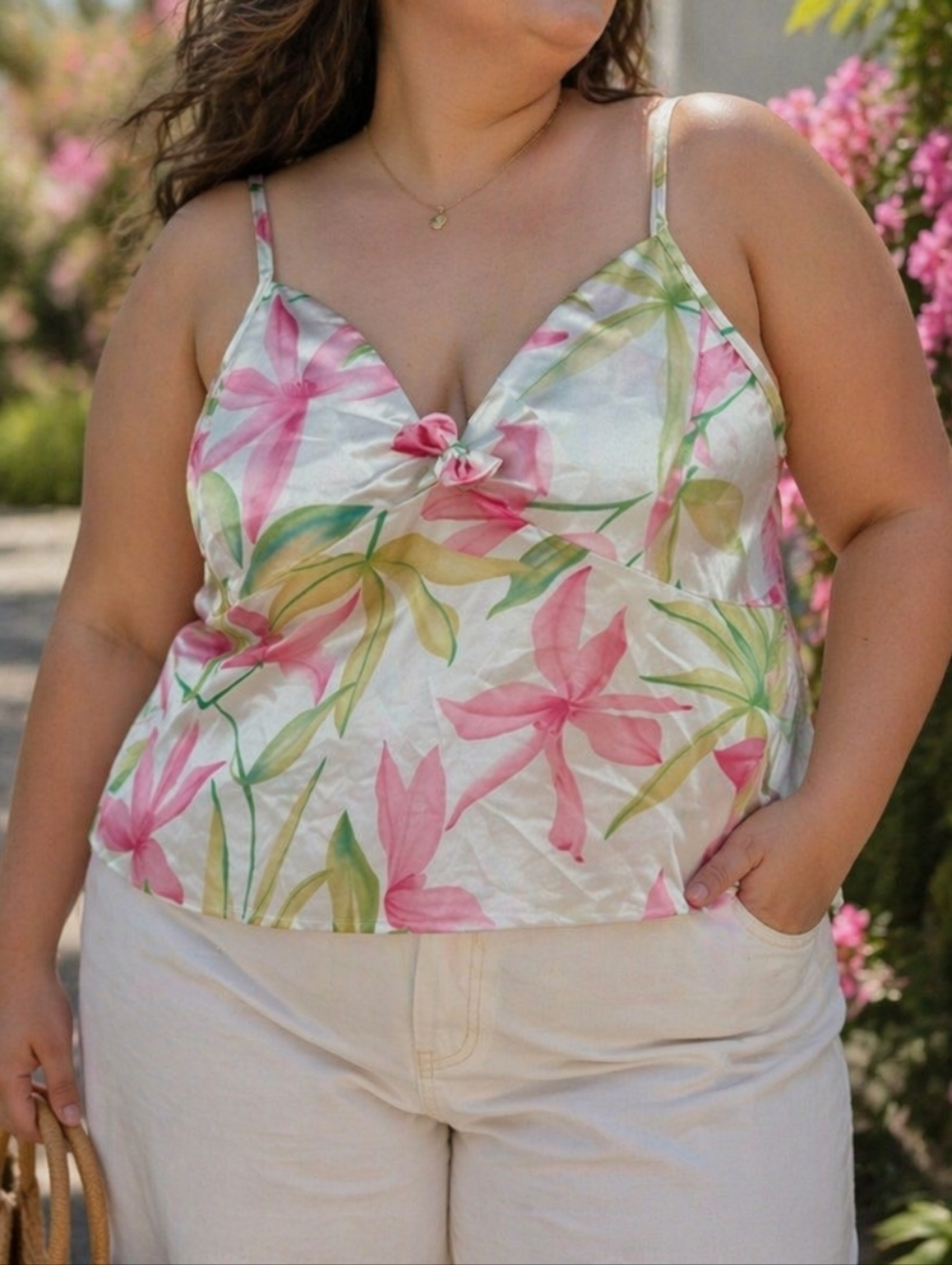 Y2K Vintage Satin Floral Fairy Babydoll Chemise Cami Top | Romantic Cottagecore